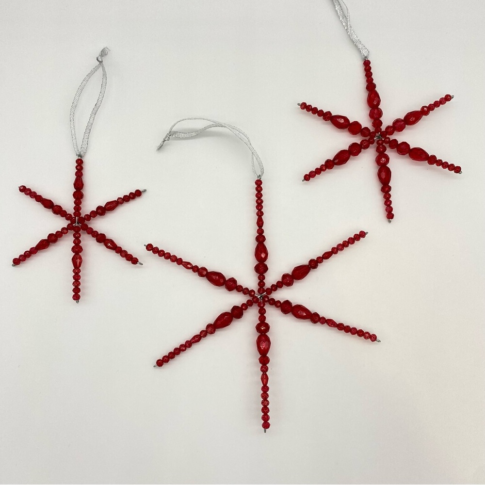 Snowflake Christmas Tree Ornaments Window Charms Set of 3 Handmade